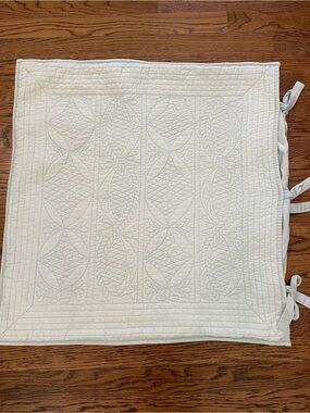 S/2 Pottery Barn Hanna Euro Shams Quilted Cotton Linen Surfspray Blue Green